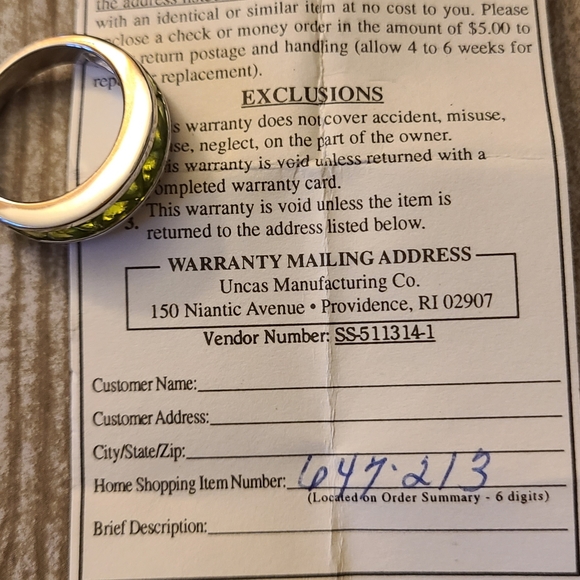 Vintage Suzanne Somers Peridot Mini Trillion Cut Size 8 Silver Ring - Picture 10 of 11